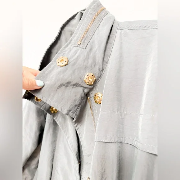 Ciao Milano Tess Water‎ Resistant Anorak Rain Jacket w/ Optional Hood Gray Blue